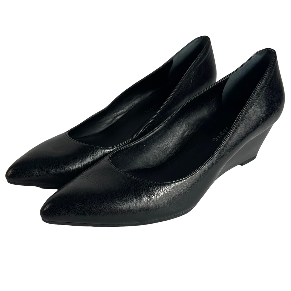 Franco Sarto Black Leather Wedge Heel